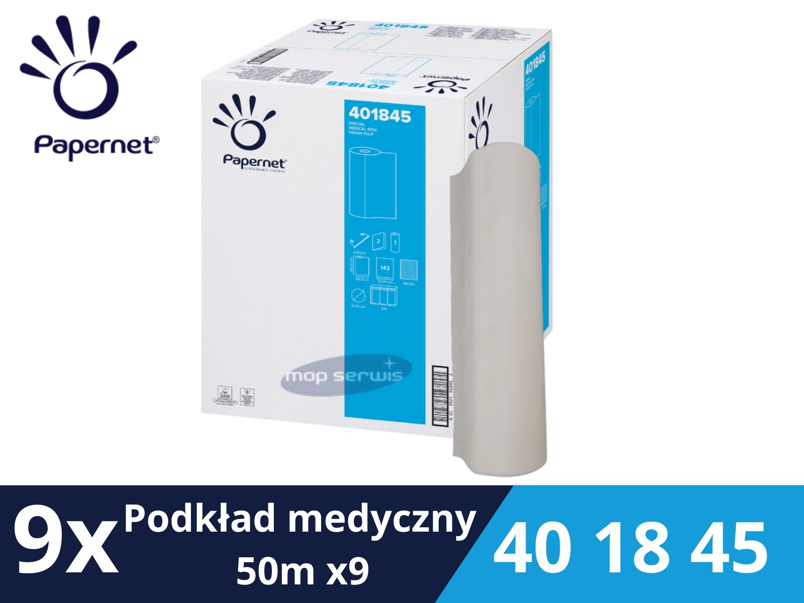 Podkład medyczny 50 PAPERNET Premium 401845 Karton 9 Rolek